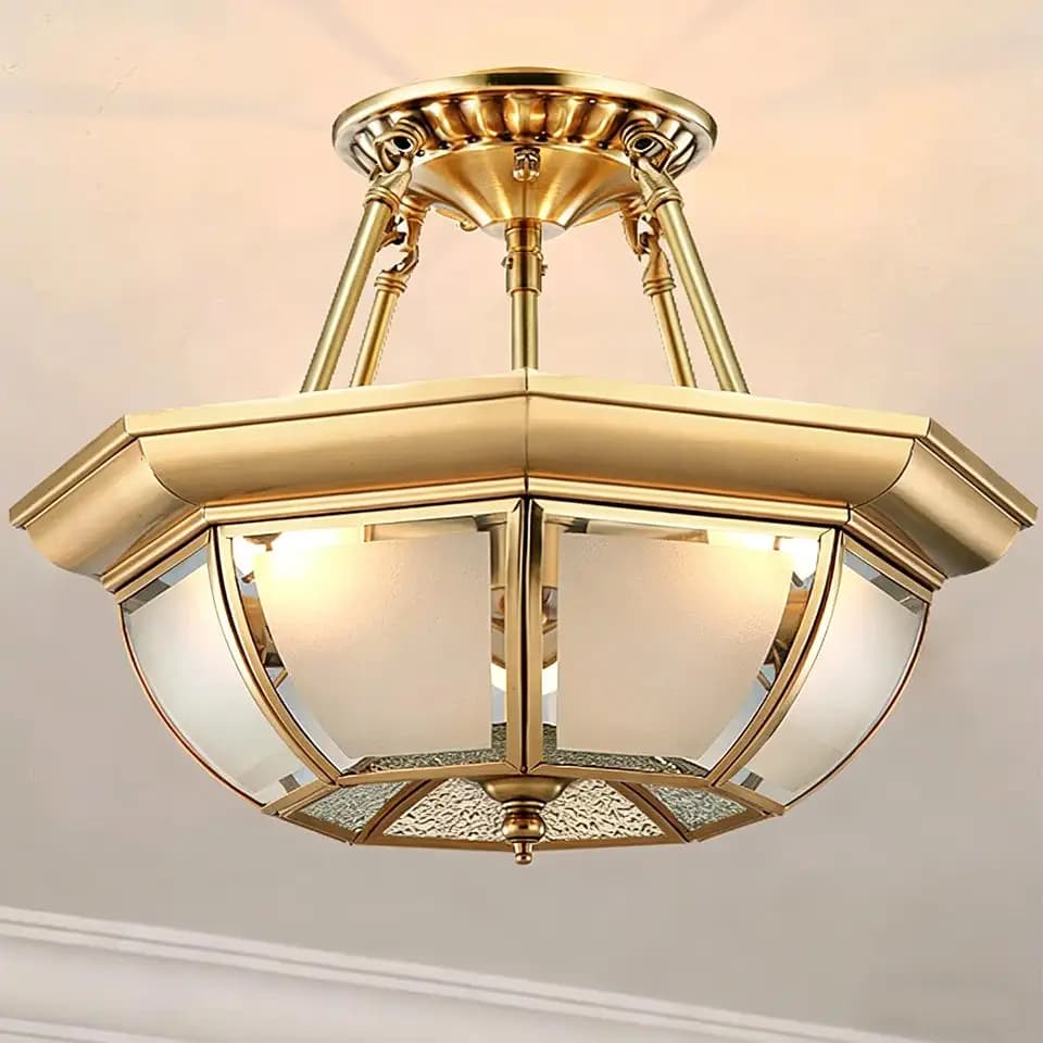 Vintage Style Brass Chandelier,Suit for Entryway and Kitchen,18 Inch