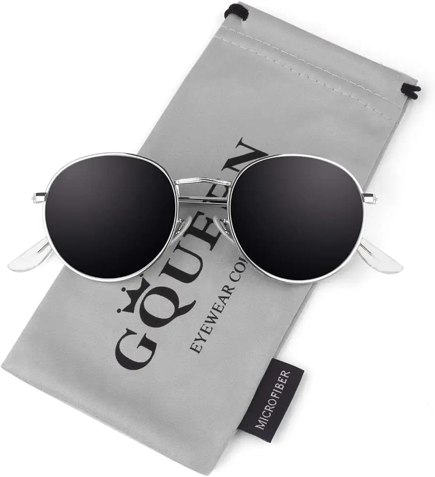 GQUEEN Retro Runde Verspiegelt Polarisierte Sonnenbrille Damen Herren UV400