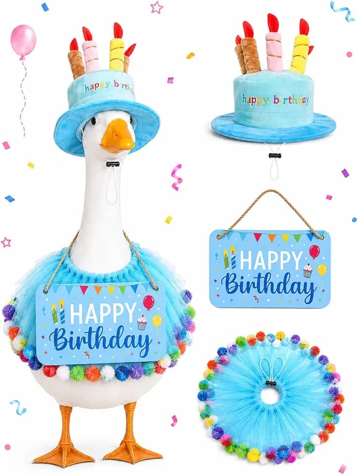 Porch Goose Outfits - 23" /17" Porch Goose Clothes for Lawn Yard (Blue-C)