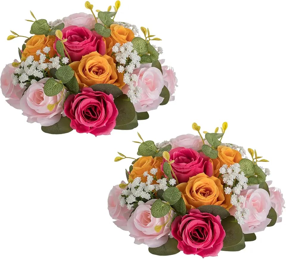 NUPTIO Flower Ball Centerpieces for Tables: Hot Pink & Orange & Pink Rose