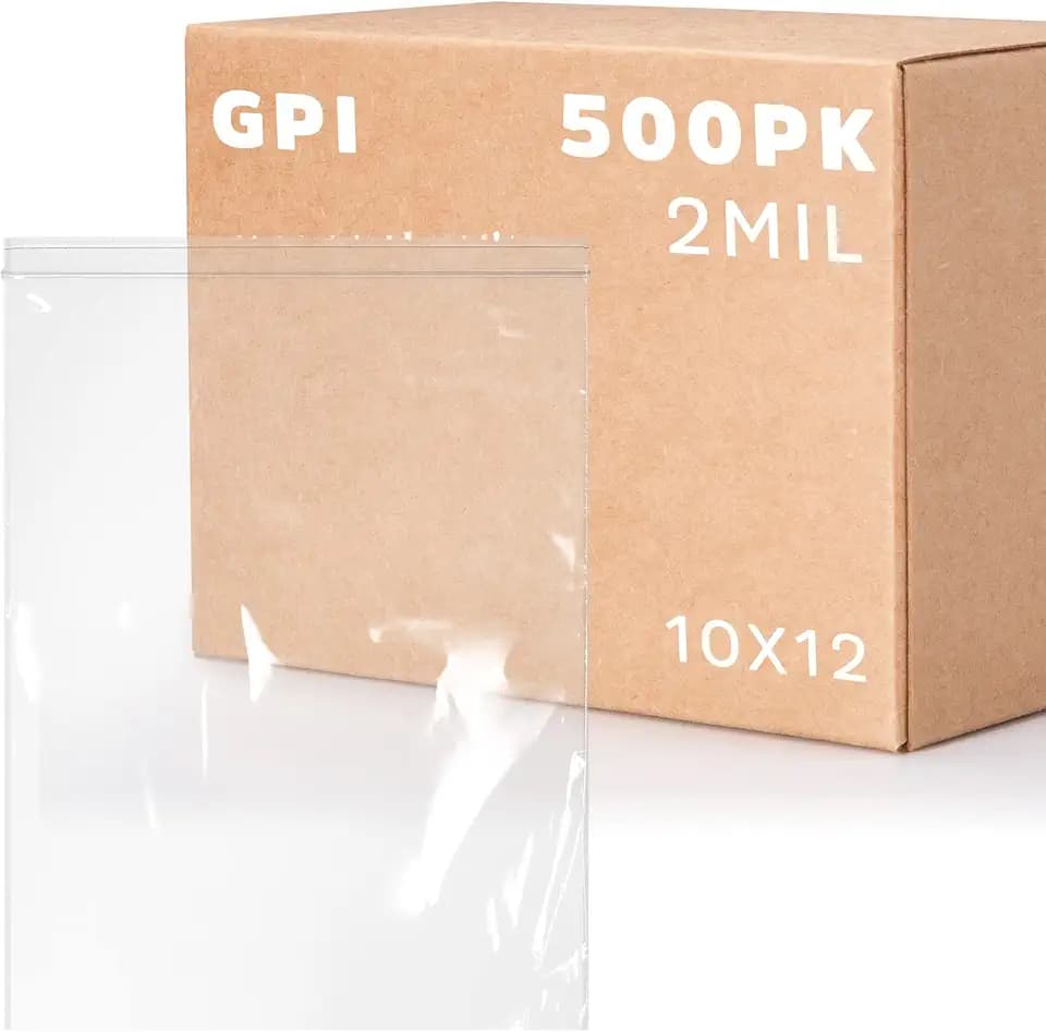 GPI - 10" x 12" 1 Gallon Zip Bags, 500 Count, 2 Mil, Clear Plastic Reclosable Poly Baggies, with Resealable Zip Top Lock. for A4 Letter Size Paper, Apparel, Clothing, Food, Home & Office Supplies.