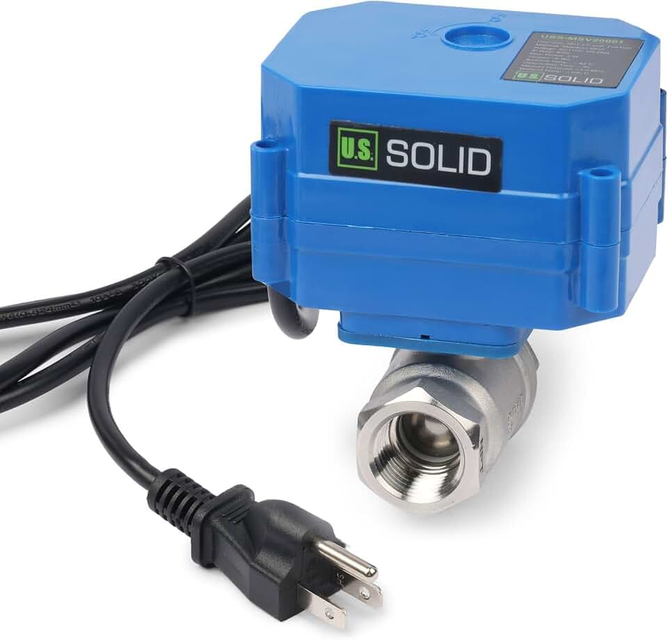 U.S. Solid 1/2" Motorized Ball Valve with US Plug 110VAC NSF Certified 304SS Electrical Ball Valve,Auto Return, Normally Closed