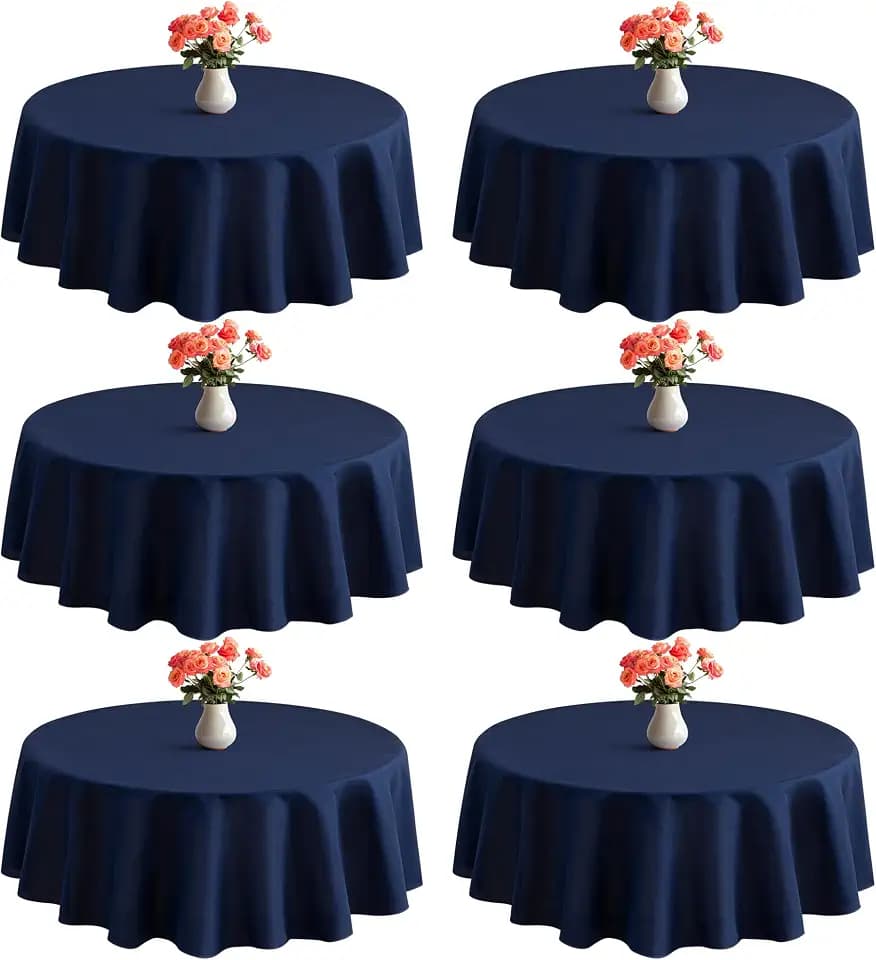 joybest 6 Pack Round Tablecloths 60 Inch Navy Blue Fit 20 to 42 Inch Tables