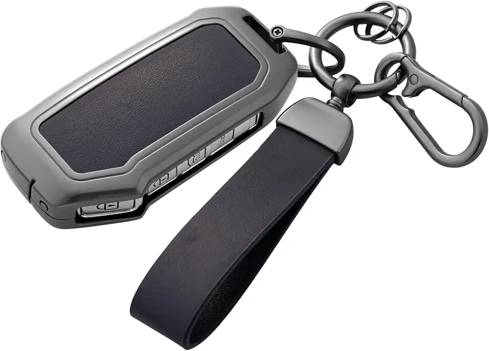 Key Fob Cover with Heavy-duty Keychain for Kia K5 Forte NIRO Sportage Soul Seltos Sorento Telluride (Black)