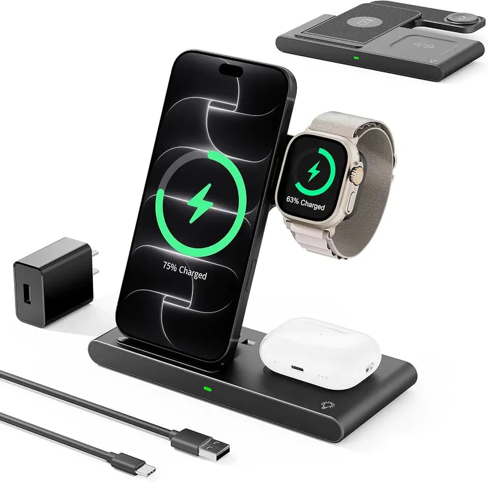 3 in 1 Foldable Wireless Charger Stand for iPhone Apple Watch AirPods