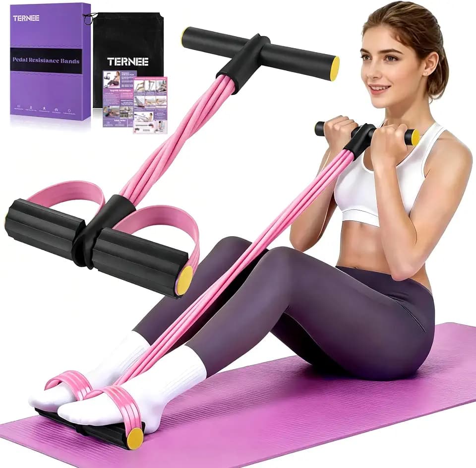 Pedal Resistance Band with Handle, Foot Pedal Resistance Band for Women, Multifunction Exercise Bands for Home Gym Full Body & Working Out