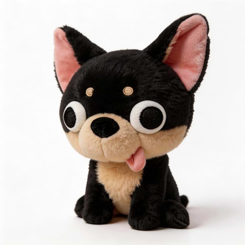 Cute Chihuahua Plush Toy - Funny Big-Eyed Chihuahua Stuffed Animal, Adorable Dog Plush for Kids & Adults, Soft Dog Plushie (Black)