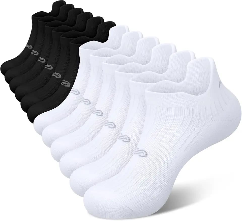 PAPLUS Cushion Running Socks 6 Pairs Ankle Socks for Men & Women with Tab