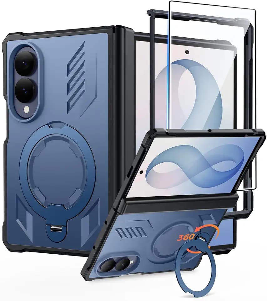 FNTCASE for Samsung Galaxy Z Fold 8 Case with 360 Spin Magnetic Kickstand