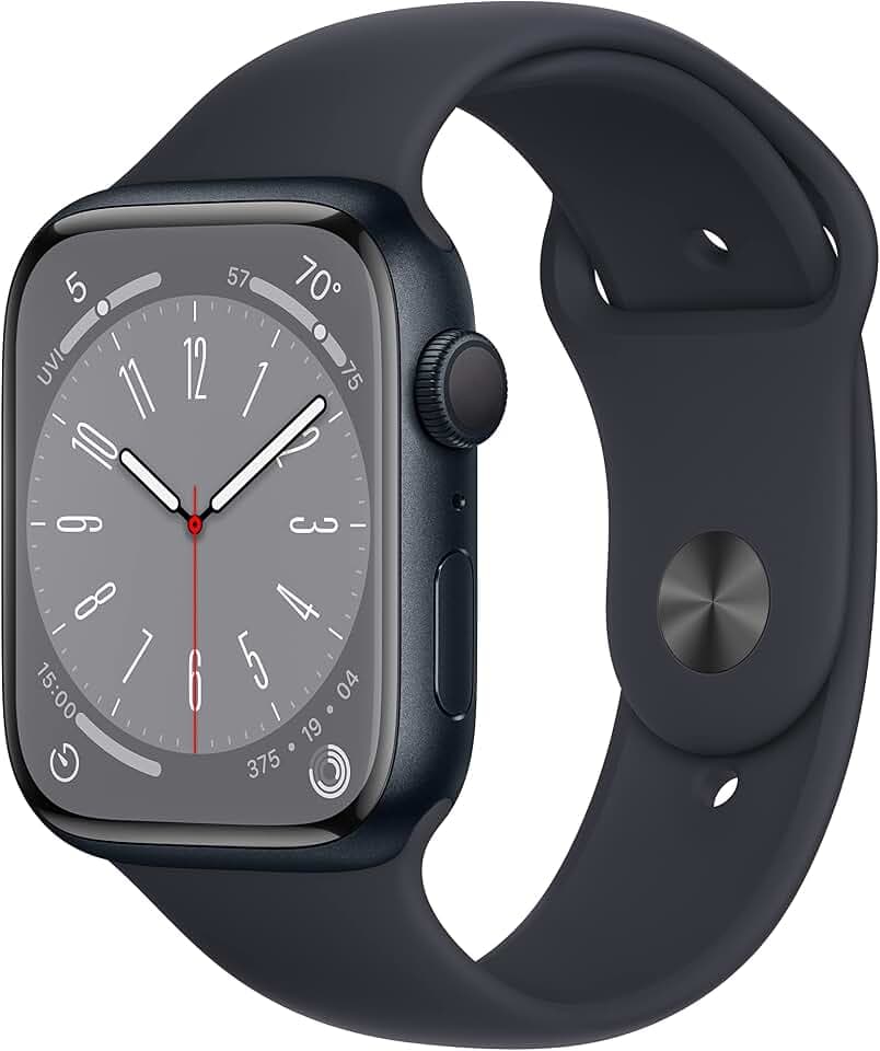 Apple Watch Series 8 [GPS 45mm] Smart Watch w/Midnight Aluminum Case with Midnight Sport Band - M/L. Fitness Tracker, Blood Oxygen & ECG Apps, Always-On Retina Display, Water Resistant