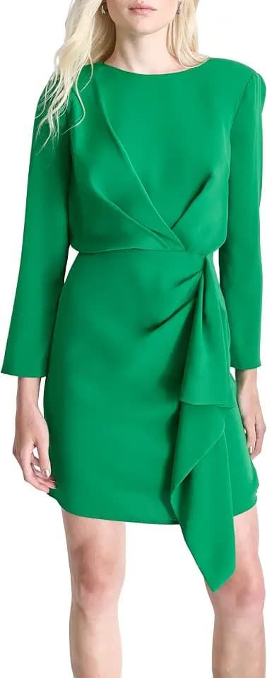 DKNY Women's Long Sleeve Side Tie Mini Sheath Dress