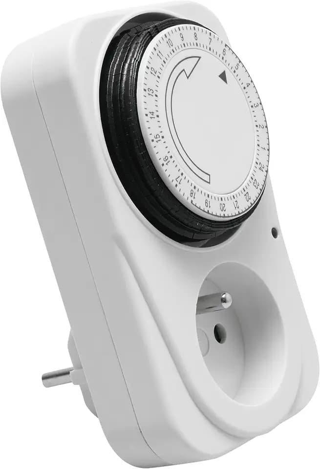 GTV Mechanische Zeitschaltuhr Timer-Steckdose, Täglicher EIN-/Aus-Zyklus, Tages-Zeitschaltuhr für Zuverlässige Steuerung, 24-Stunden-Programm Analoge Zeitschalt-Steckdose für Innenbereich