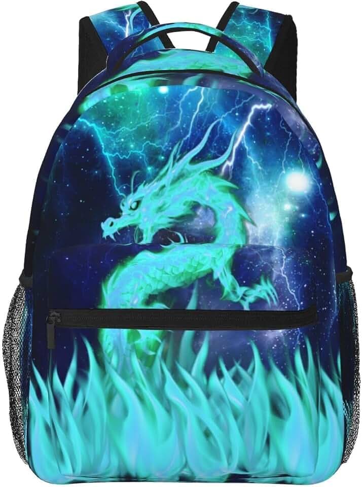 Giwawa Cyan Dragon Backpack for Boys Girls Kids Cool Lightning Bookbags