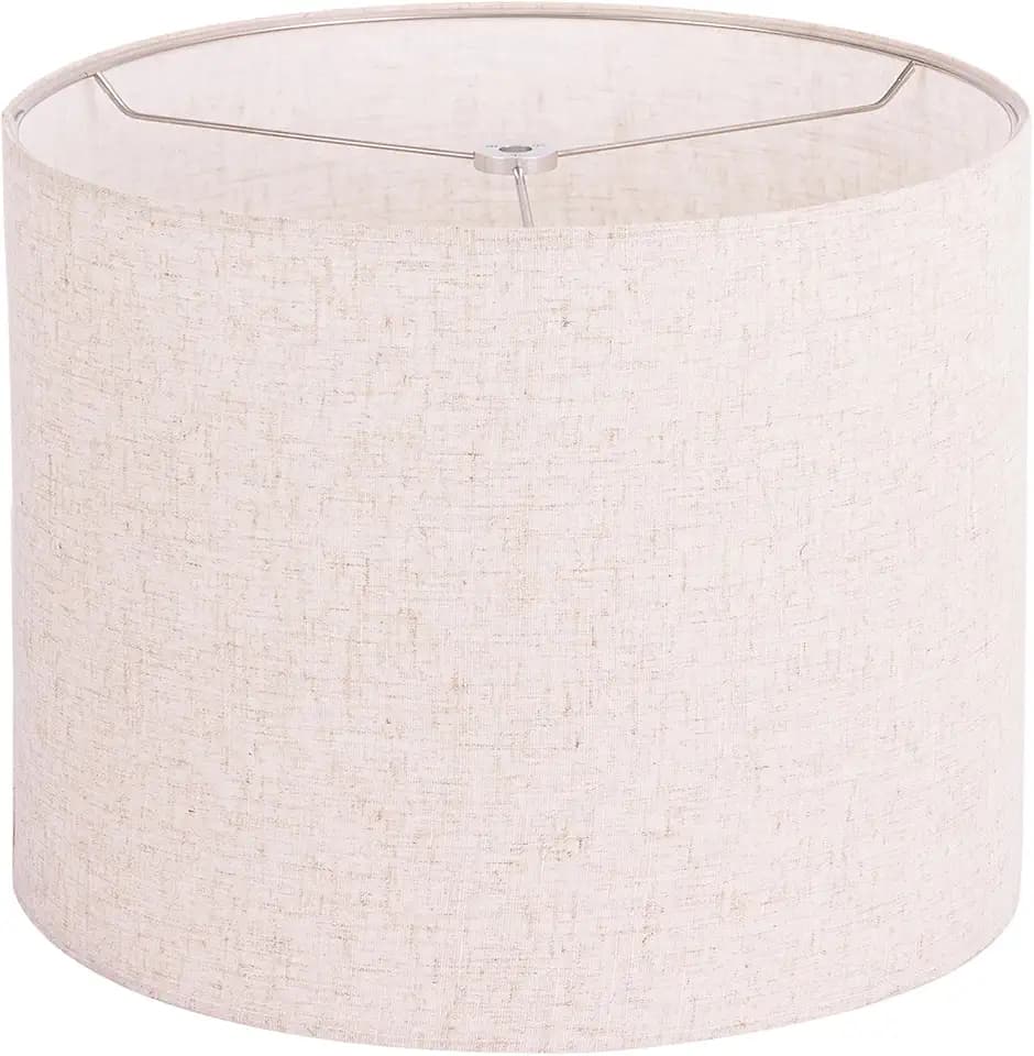 Wellmet Lampshade Requires Self-assembly, 14" Diameter x11" High, Linen