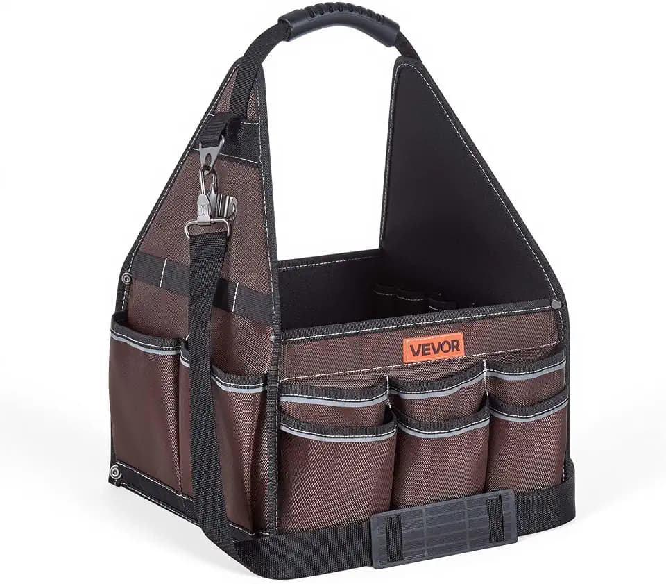 VEVOR Tool Bag, 13 Inch, 45-Pocket Open Top Tool Tote, Electrical Maintenance Toolbox Organizer Storage with Handle, Adjustable Shoulder Strap, Portable Toolbag, for Professionals DIY & Jobsite Use