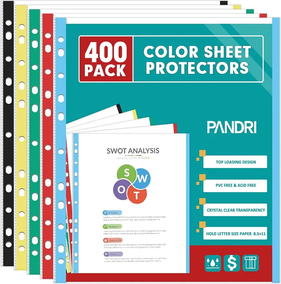 PANDRI 400 Pack Heavy Duty Sheet Protectors Fit 3 Ring Binder, Letter Size
