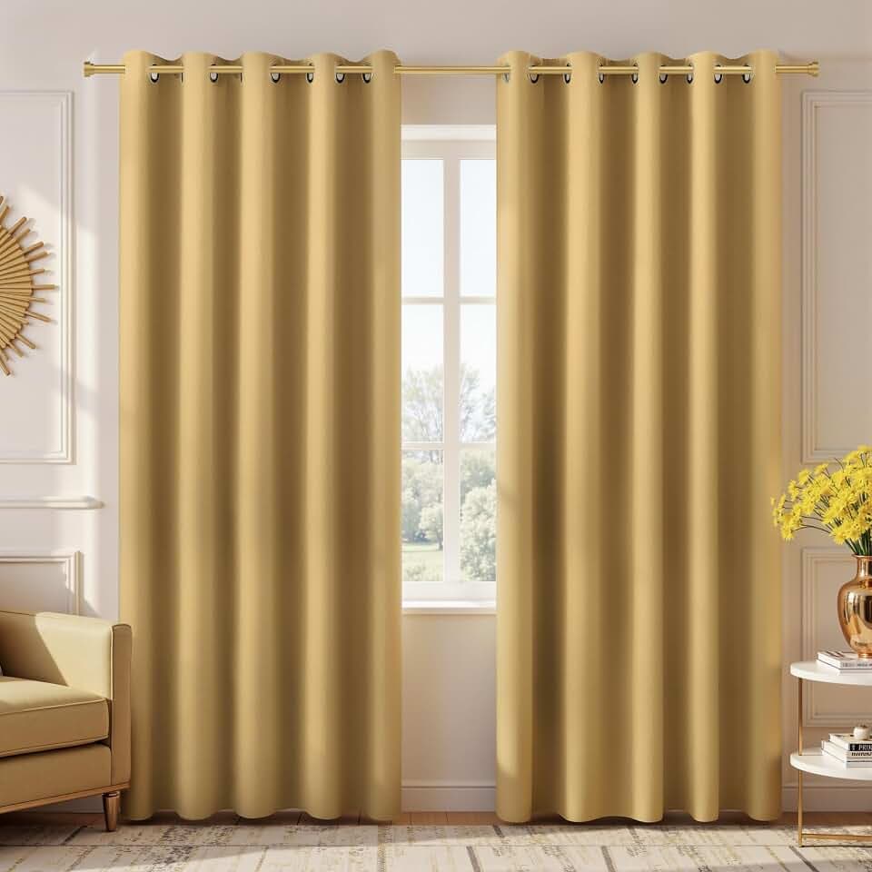 KOUFALL Gold Luxury Blackout Curtains for Living Room,Elegant Livingroom Curtain 84 Inches Long Cortinas Doradas para Sala Elegantes Modernas 2026