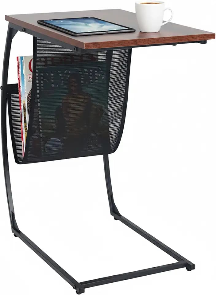 Relaxdays Beistelltisch mit Zeitungsablage, HxBxT: 64 x 51 x 35 cm, MDF, Metall, C-Form, Industrial Sofatisch, Farbwahl