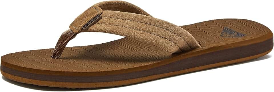 Quiksilver Carver Suede Flip Flops for Men, Arch Support Athletic Mens Sandals, Thong Mens Slides