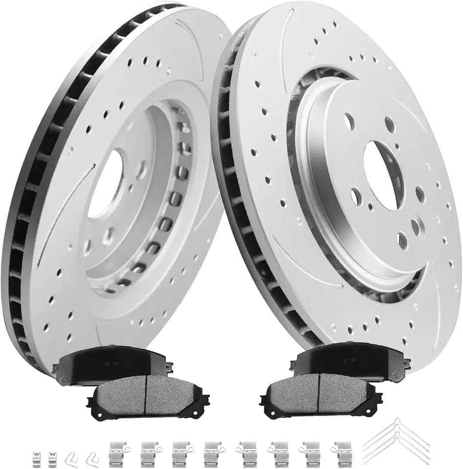 MOTOREVO Front Brake Rotors Kit for Camry [2020-2024] GEOMET Coated Rotors [12.9in 327.8mm] App Specific [Note: 2020-2024 328mm Rotors Only for TRD] High-Carbon Alloy Drilled Slotted Front Brake Discs