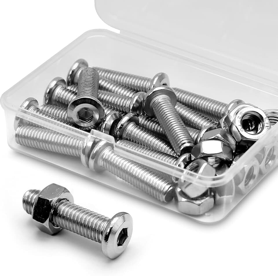 (15 Sätze) M8 x 30mm Innensechskantschrauben und Muttern Set 304 Edelstahl Flachkopf Möbel-Anschluss Schrauben