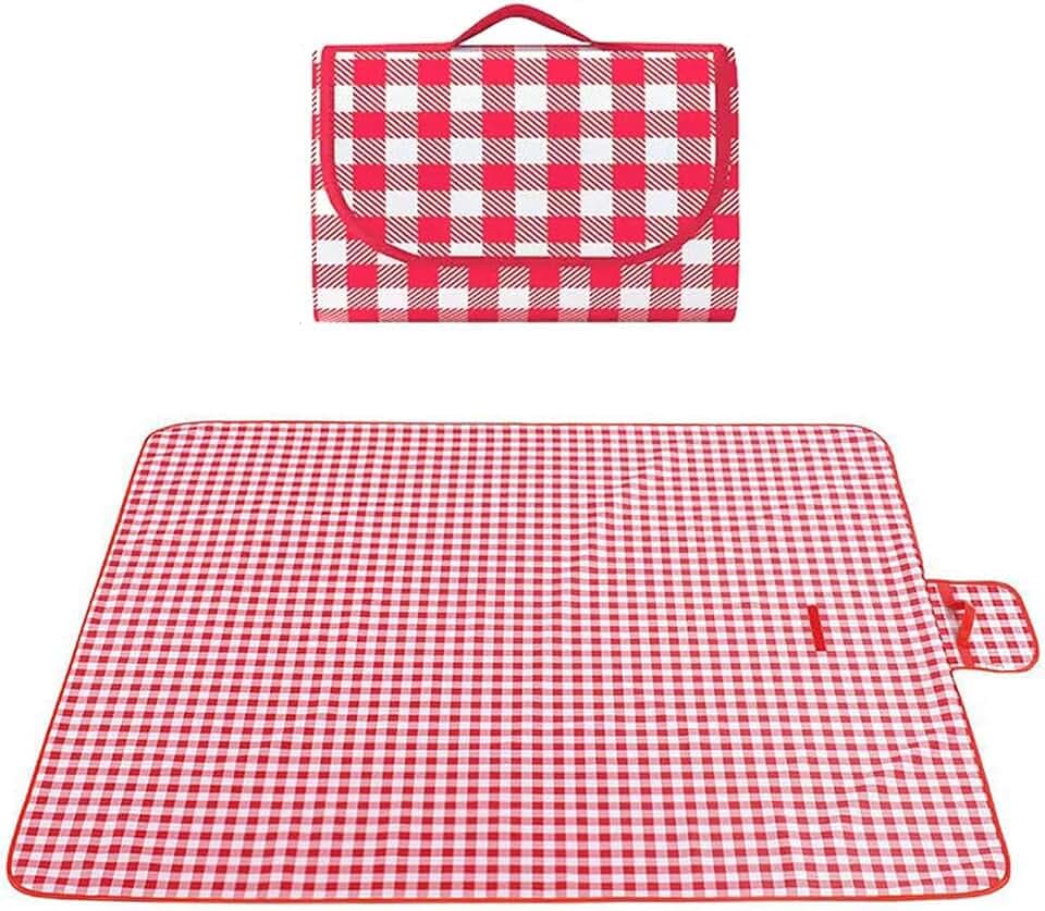 Super large Portable Thin Waterproof Beach Blanket, Suitable for Outdoor Camping use, 78x78 inch Foldable Outdoor mat, Suitable for Camping, Parks, Families, Adults, Children, and Pets (Red XXL)