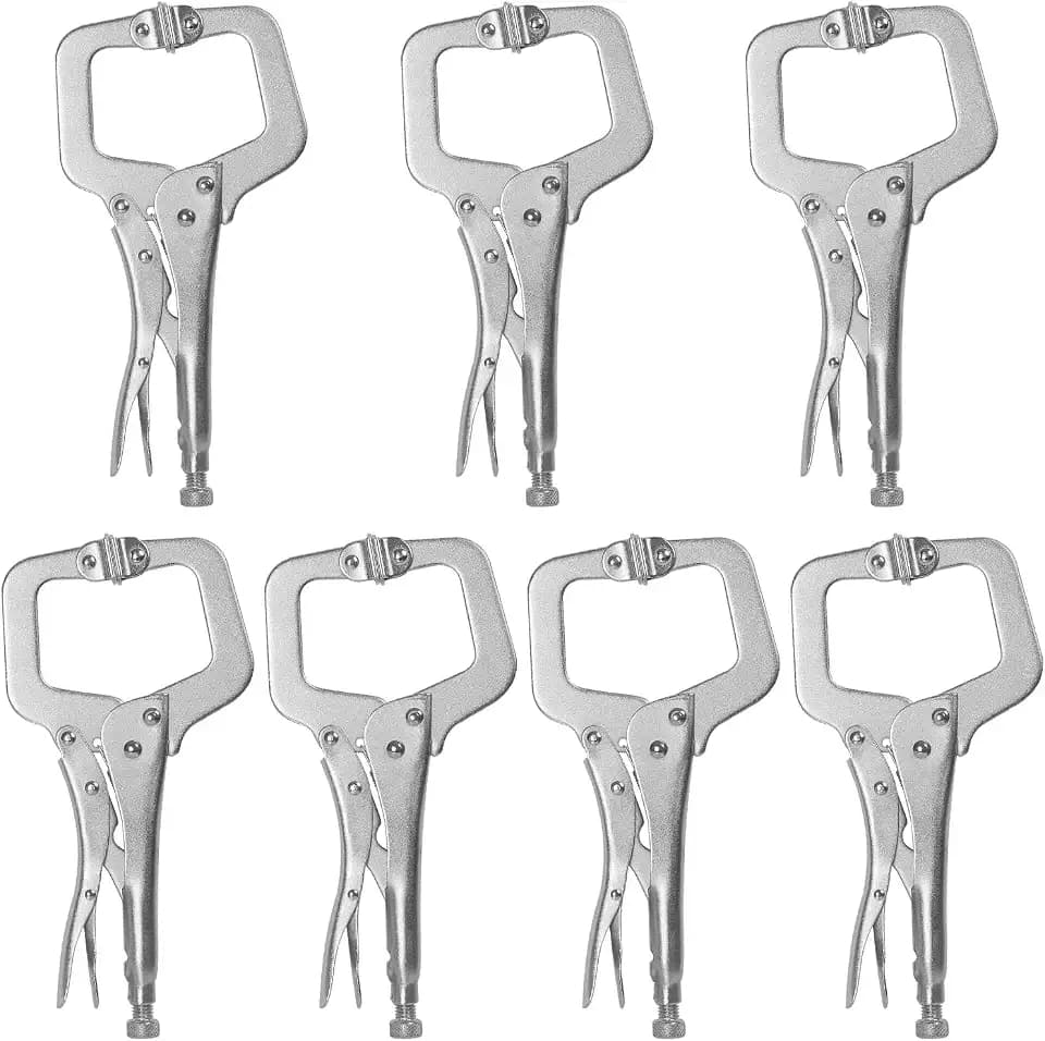 KEILEOHO 7 PCS 11 Inch Locking C Clamp, Metal C Clamps, Heavy-Duty Vise Grip Clamps, Locking Pliers Adjustable Welding Clamp for Cabinetry, Welding, Carpentry, Woodworking