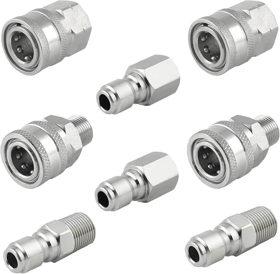 Raincovo Pressure Washer Quick Connect 3/8 Inch, Stainless Steel, 8 Piece