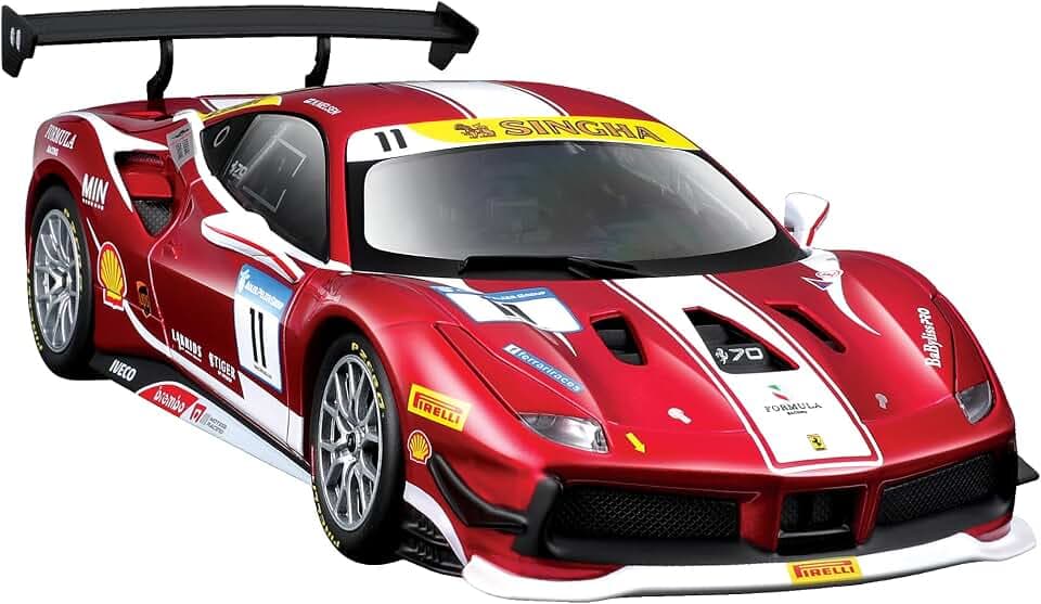 Bburago - 1:24 Bausatz zum Montieren Ferrari Racing – 488 Challenge 2017, Ferrari-Metall-Set zur Montage im Maßstab 1:24, zufällig ausgewählt