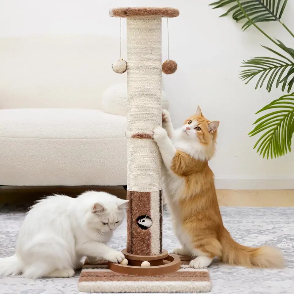 Woochpet Cat Scratching Post,Heavy Duty Green Sisal Scratcher with Cat Toys