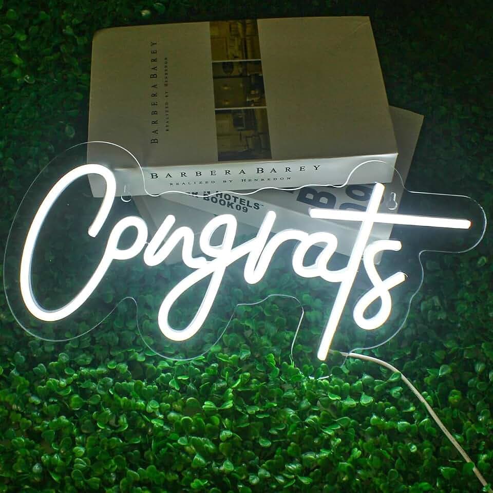Congrats Neon Sign Celebrate Wall Light for Graduating Party Decor