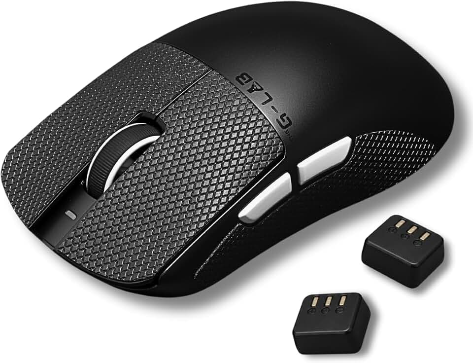 The G-Lab - Kult Elite M150 - Gaming Maus PixArt 3950 Optischer Sensor, 30000 DPI, 8000 Hz - Kabellose Gaming-Maus Tri-Mode 2,4 GHz/BT/Kabel - 200h Laufzeit, 2Akkus & Grips inklusive - Custom Software
