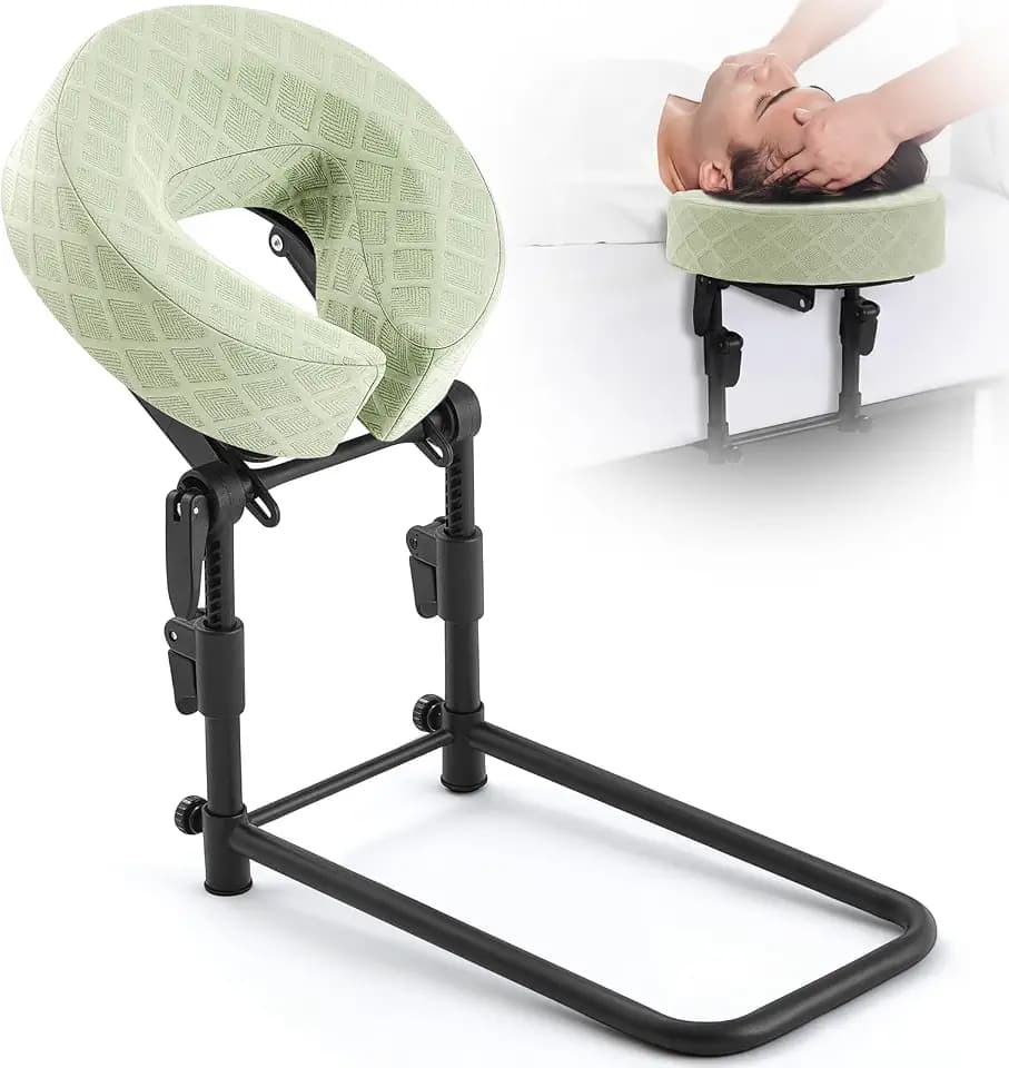 Qunclay Massage Headrest for Bed Green Adjustable Height Massage Cradle at Home Portable Massages Head Rest Holder Table Kit for Comfort Face Down Pillow After Eye Surgery
