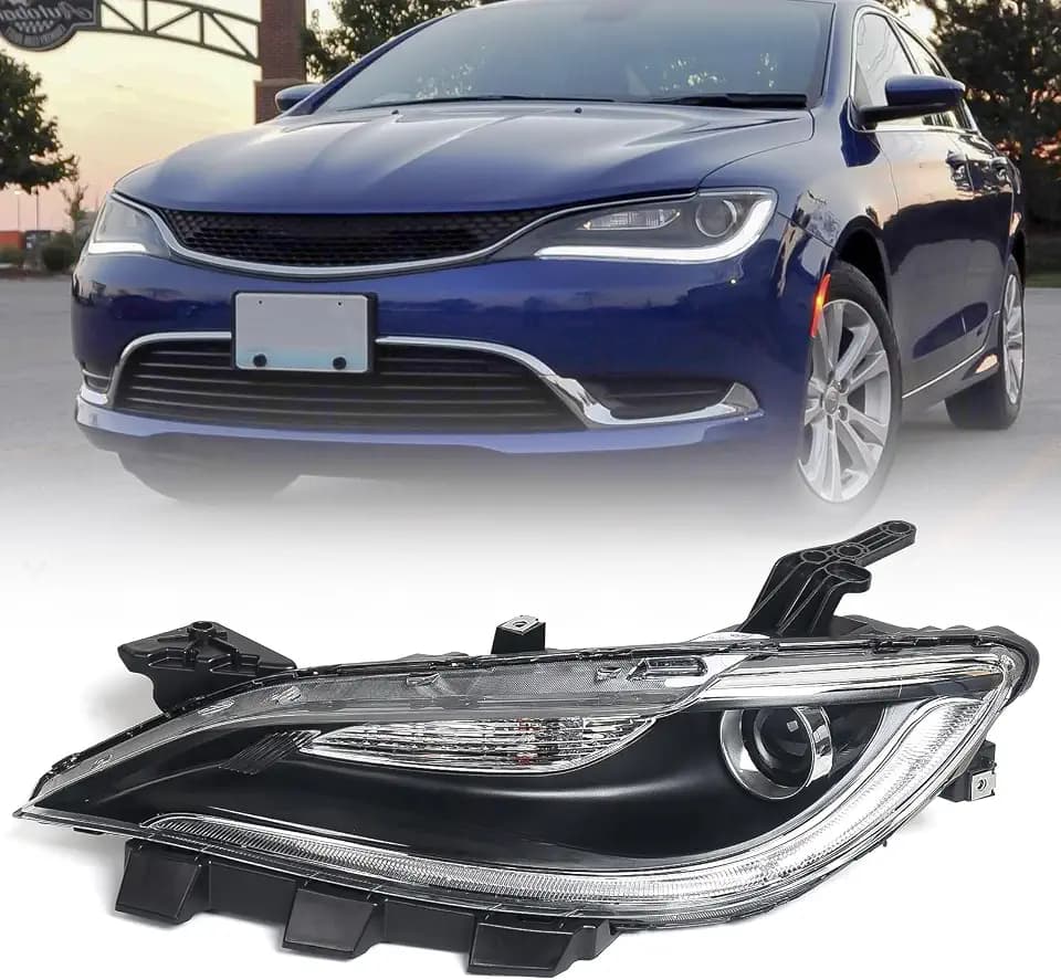 Huray Halogen Headlamp for Chrysler 200 2015-2017 w/LED DRL Chrome Bezel LH
