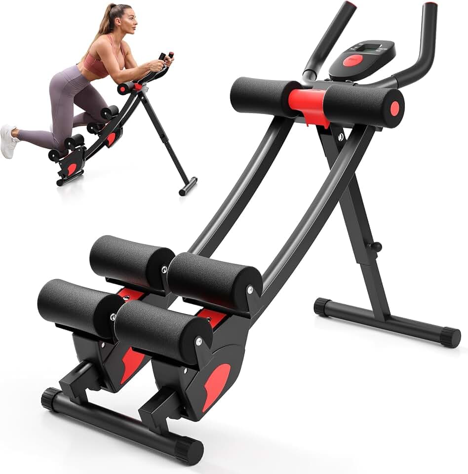Adjustable Ab Machine with Dual Tracks – Foldable Home Gym Equipment for Mountain Climber & Crunches, Heavy-Duty Core Trainer for Beginners, 440 LBS Capacity