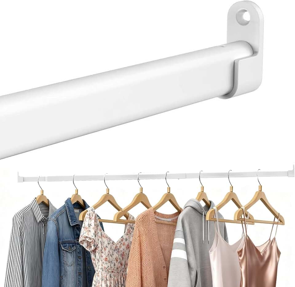 Kleiderstange für Schrank, Garderobenstange Weiß Oval 43-101cm