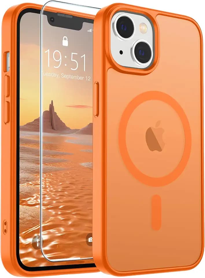 SUPFINE Magnetic for iPhone 14 Plus Case/iPhone 15 Plus Case Starry Orange