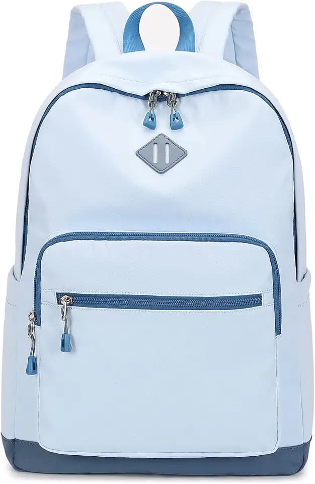 Lohol Classic Backpack for Girls Boys Teens, Lightweight Bookbag for School Travel College, 12.2 * 5.7 * 17.3 Inches (Blue/Blue)
