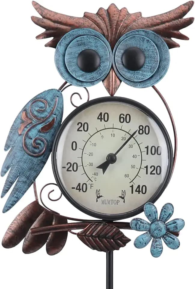 MUMTOP Outdoor Thermometer, Owl Outside Decor for Patio, Yard and Garden