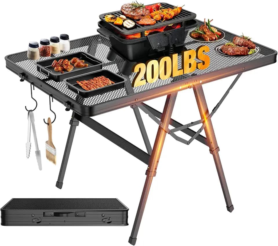 Raynesys Portable Folding Grill Table for Ourdoor, Camping, Picnic, BBQ
