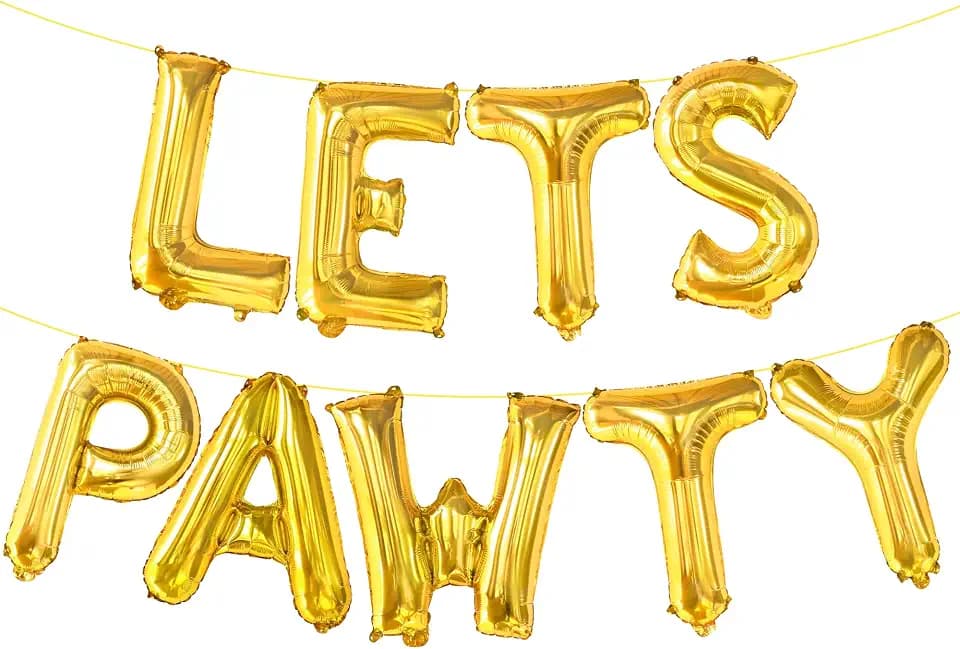 KatchOn, Lets Pawty Balloons Gold - 16 Inch | Lets Pawty Banner