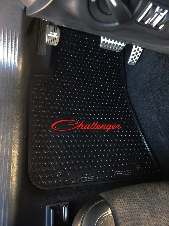 Lloyd Mats Custom-Fit All-Weather Rubber Floor Mats for Dodge Challenger RWD 2011-2023 (2PC - Red Challenger, Black)