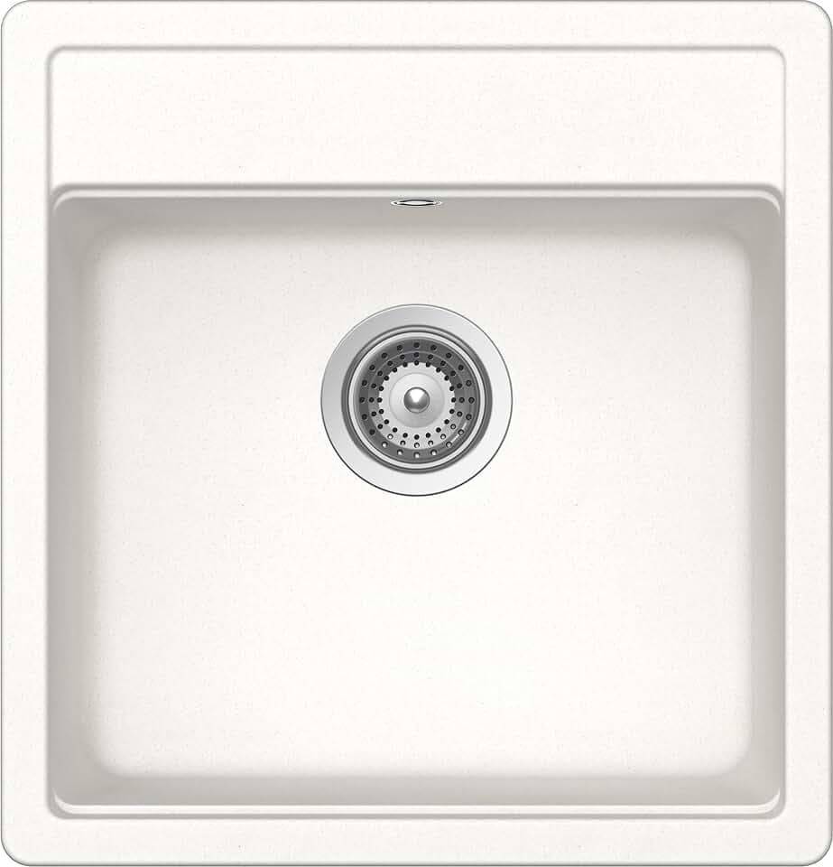 SCHOCK - Küchenspüle NEMO N100XS Absolutweiß, 406 x 508 | Spüle mit 1 extra kleinen Badewanne aus Cristalite; kombinierbar mit Mischbatterien; Herdplatten und Öfen