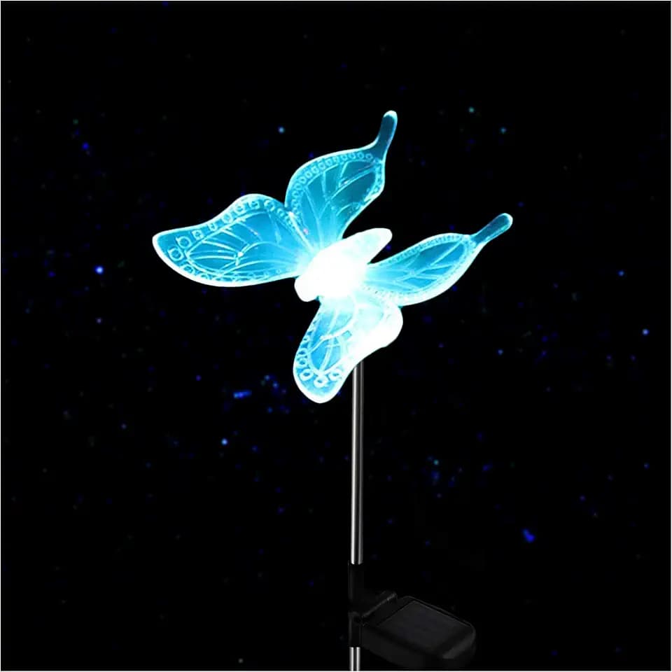 QIDEA Outdoor Solar Butterfly Garden Stake Light for Garden Yard Decor