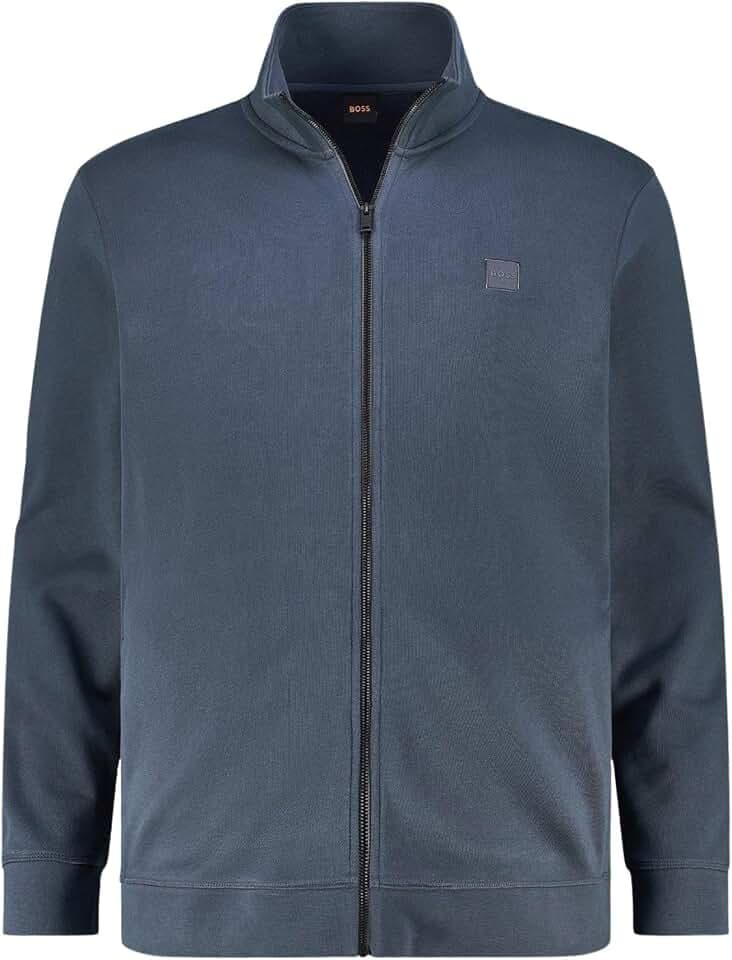BOSS Herren Zestart Jacke aus Baumwoll-Terry mit Reißverschluss und Logo-Aufnäher