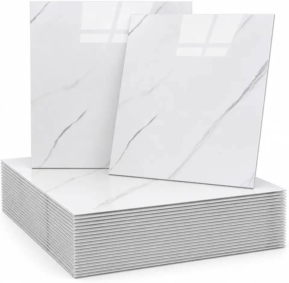 Fliesenaufkleber Wandfliesen Selbstklebend 30x30cm – 20 Stück PET Küchenrückwand Klebefliesen Wasserdicht Hitzebeständig, Marmor-Optik Fliesenfolie für Küche Bad Wohnzimmer