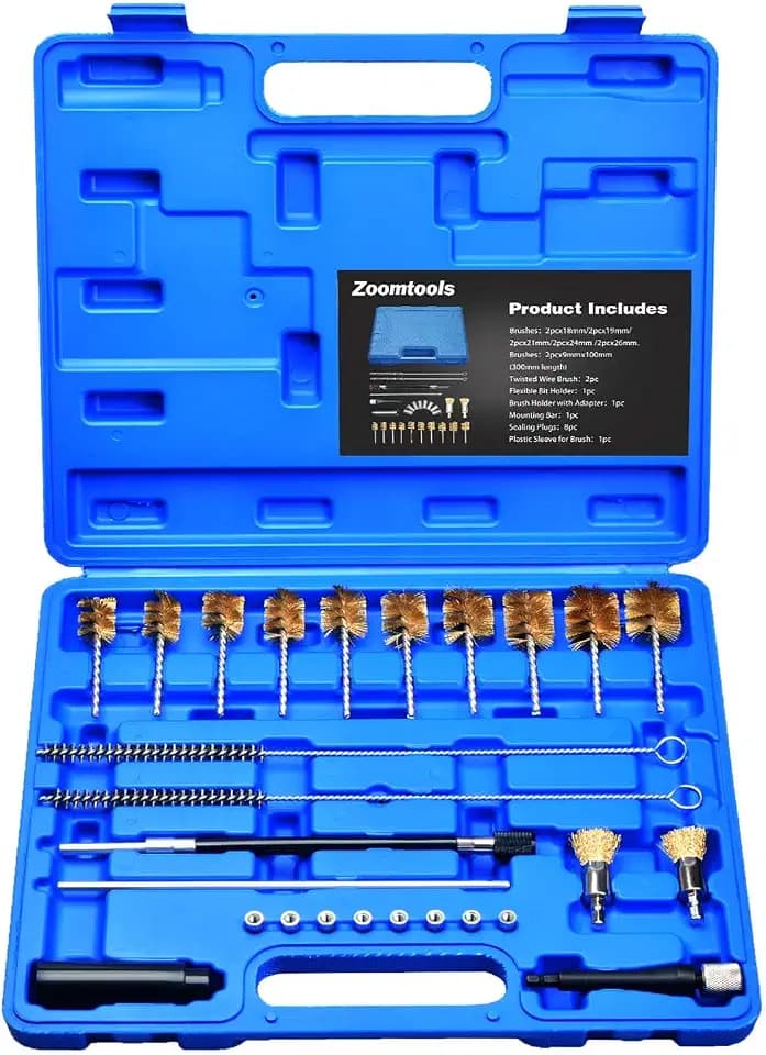 26-teiliges Universal-Injektor-Sitzbürstenreiniger-Reinigungswerkzeug-Set, Einspritzdüsen-Reinigungsset für Dieselmotoren, Bürstenreinigungsset