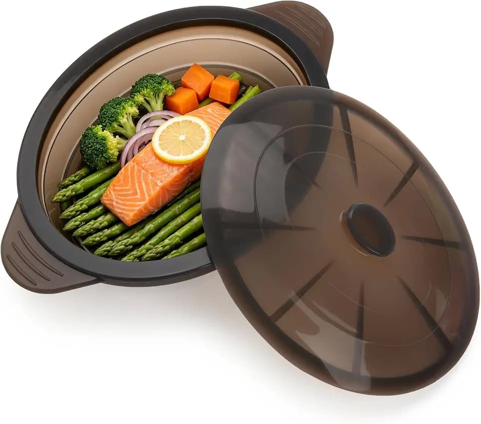 Silicone Microwave Steamer Collapsible Cooker for Vegetables Fish Prep Meal