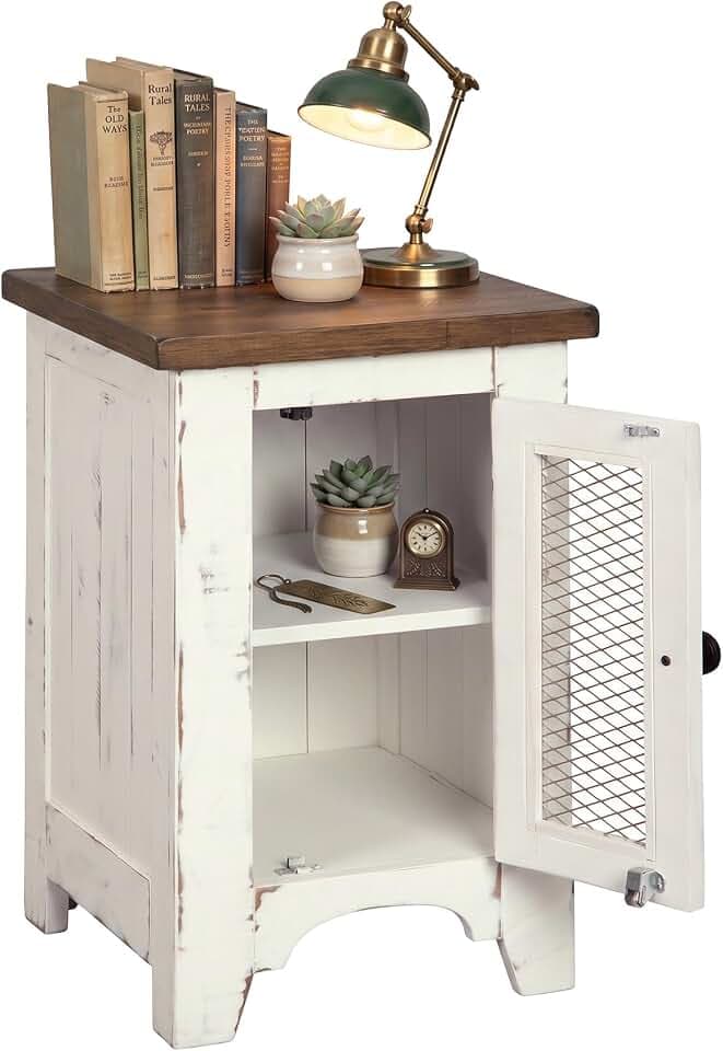 Signature Design by Ashley Wystfield Chairside End Table, Vintage White