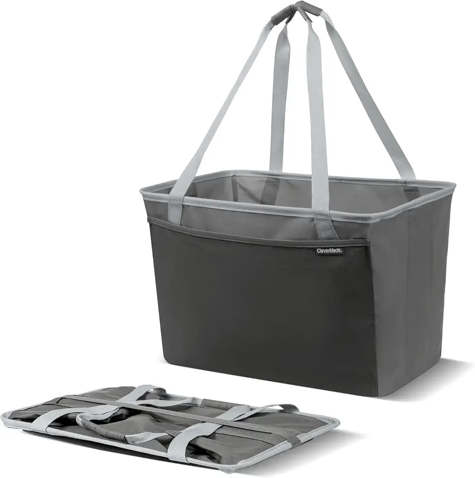 CleverMade EcoBasket Collapsible Grocery Tote, 30L Structured Tote Bag